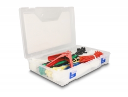 18640 Delock Krabice se sadou kabelových úvazků s nástrojem na instalaci kabelových úvazků, 600 kusů, různé barvy