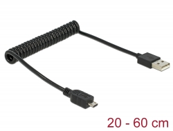 83162 Delock Kabel USB 2.0-A Stecker > USB micro-B Stecker Spiralkabel 