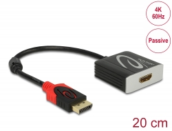 62719 Delock Adaptor DisplayPort 1.2, tată > HDMI mamă, 4K 60 Hz, pasiv, negru