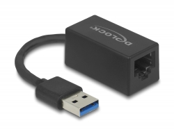 65903 Delock Adaptor USB SuperSpeed (USB 3.2 Gen 1) cu conector tată USB Tip-A > LAN Gigabit de 10/100/1000 Mbps compact negru
