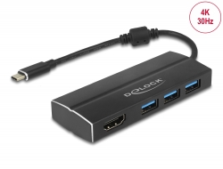 63931 Delock USB 3.2 Gen 1 Adaptér USB Type-C™ na 3 x USB 3.2 Gen 1 Typ-A Hub + 1 x HDMI (DP Alt Mód) 4K 30 Hz
