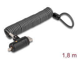 20917 Navilock Spiralny kabel zabezpieczający do laptopa do portu USB Typu-A z blokadą klawiszy