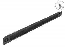 66344 Delock Kartáčový proužek délky 19″ (48,26 cm) pro správu kabelů, beznástrojový, 1U, černý 