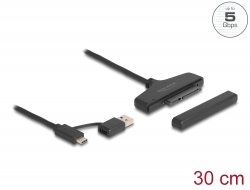 61042 Delock USB προς SATA 6 Gb/s Μετατροπέας με σύνδεσμο USB Type-C™ ή USB Τύπου-A