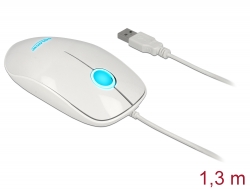 12537 Delock Optická 3-tlačítková LED myš USB Typ-A bílá