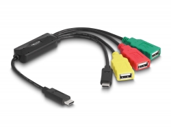 64203 Delock 4 priključka USB 2.0 čvorišta kabela USB Type-C™ na 3 x USB-A ženski + 1 x USB-C™ muški