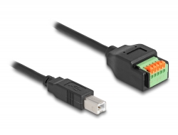 66249 Delock Cablu USB 2.0 Tip-B tată la adaptor bloc terminal cu buton, 15 cm