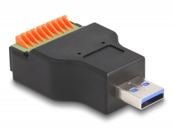 66238 Delock USB 3.2 Gen 1 Typ-A Stecker zu Terminalblock Adapter mit Drucktaster