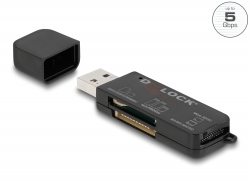 91757 Delock Cititor de carduri SuperSpeed USB pentru carduri de memorie SD / Micro SD / MS