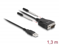 64222 Delock Adaptér USB 2.0 Typ-A samec na 1 x Sériový RS-232 D-Sub 9 samec se šrouby a maticemi ESD ochrana