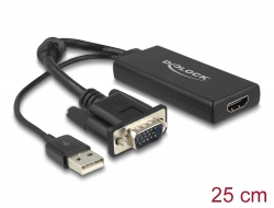 62668 Delock VGA zu HDMI Adapter mit Audio schwarz