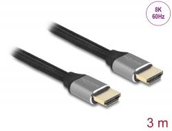 83997 Delock Ultra vysokorychlostní HDMI kabel, 48 Gbps, 8K 60 Hz, šedá 3 m certifikovaný