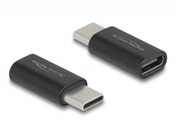 60034 Delock Adapter SuperSpeed USB 10 Gbps (USB 3.2 Gen 2) USB Type-C™ csatlakozódugóval - csatlakozóhüvellyel, portkímélővel, fekete