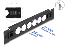 66899 Delock Spojovací panel Typu-D, rozměru 10″, 6 portů, beznástrojový, černý