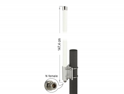 12504 Delock LoRa 868 MHz Antenna N Jack 8 dBi 147.4 cm omnidirectional fixed wall and pole mounting white outdoor