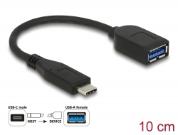 65684 Delock USB 10 Gbps koax kábel USB Type-C™ apa – A-típusú anya 10 cm hosszú