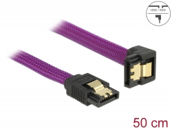83696 Delock Cablu SATA unghi în jos-drept 6 Gb/s 50 cm, violet