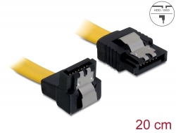 82471  Delock cable SATA 20cm down/straight metal yellow