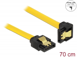 82482 Delock Cablu SATA unghi în jos-drept 3 Gb/s 70 cm, galben