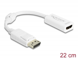 61767 Delock Adaptor DisplayPort 1.1, tată > HDMI mamă, pasiv, alb