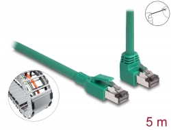 80125 Delock RJ45 mrežni kabel PROFINET SF/UTP pod kutom od 90°, 5 m, zeleni