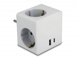 11501 Delock Multi Socket Cube 3-way with childproof lock and USB PD 3.0 charger 20 W white