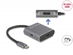 87867 Delock USB Type-C™-splitter (DP Alt-läge) till 1 x HDMI + 1 x DisplayPort MST med USB Type-C™ PD