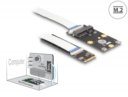 64221  Converter M.2 Key B+M male to 1 x Mini PCIe Slot half size / full size with flexible cable