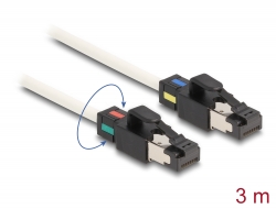 80171 Delock Síťový kabel ze zástrčky RJ45 na zástrčku Cat.6A, S/FTP, s otočnými barevnými příchytkami, 3 m, bílá