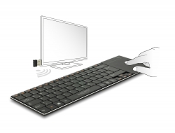 12454 Delock Bezdrátová klávesnice pro Smart TV a Windows PC s Touch Padem 6 mm tenký