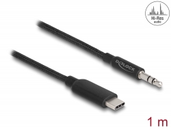85208 Delock Sztereó audio kábel USB Type-C™ apa – sztereo jack apa 3,5 mm-s, 3 tűs, 1 m fekete