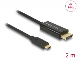 85256 Delock Cablu tată USB Type-C™ > conector tată DisplayPort (DP Alt Mode) 4K la 60 Hz, de 2 m, negru