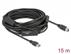 85381 Delock Aktív USB 3.2 Gen 1 kábel A-típusú USB – B-típusú USB csatlakozóvégekkel 15 m