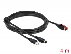 85943 Delock Cablu PoweredUSB tată 24 V > USB Tip-A tată + Mini-DIN 3 pin tată 4 m pentru imprimantele și terminalele POS