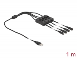 86799 Delock Câble USB Type-A mâle à 4 DC 5,5 x 2,1 mm femelle avec interrupteur, 1 m