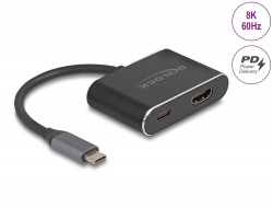 64199 Delock ﻿USB Type-C™-adapter till HDMI (DP Alt Mode) 8K med HDR och strömförsörjning 100 W