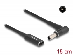 60042 Delock Laptop töltőkábel adapterkábel USB Type-C™ anya - Samsung 5,5 x 3,0 mm apa 90° fokban hajlított 15 cm