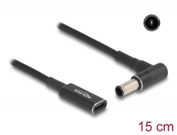60043 Delock Cablu adaptor pentru cablu de încărcare pentru laptop USB Type-C™ mamă Sony 6,0 x 4,3 mm tată în unghi de 90° 15 cm