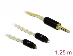 85849 Delock Kabel zvukového signálu s třípinovým stereofonním zástrčkovým konektorem rozměru 3,5 mm na 2 x zástrčkový konektor rozhraní 2 pin, 1,25 m