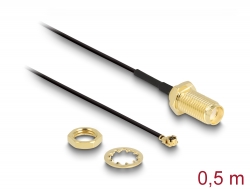 88825 Delock Antena Cable SMA mampara hembra a I-PEX Inc., MHF® I macho 1.37 50 cm longitud de hilo 10 mm
