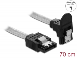 85347 Delock SATA 6 Gb/s Cable straight to downwards angled 70 cm transparent