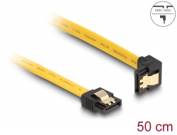 82811 Delock SATA 6 Gb/s kabel rak till nedåtvinklad 50 cm gul
