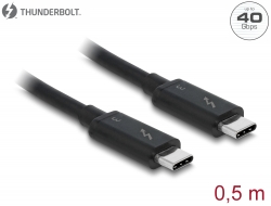 84844 Delock Cablu Thunderbolt™ 3 (40 Gb/s) USB-C™ cu conector tată > conector tată pasiv de 0,5 m de 5 A, negru