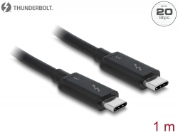 84845 Delock Cablu Thunderbolt™ 3 (20 Gb/s) USB-C™ cu conector tată > conector tată pasiv de 1,0 m de 5 A, negru