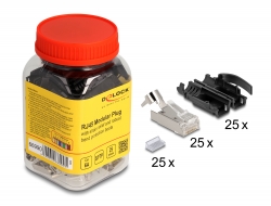 66990 Delock RJ45 Modular plug with strain relief Cat.6A and robust bend protection boots 25 pcs set