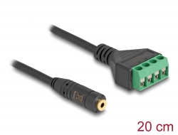 66294 Delock Cablu mufă stereo mamă de 2,5 mm cu 4 pini la adaptor bloc terminal, 20 cm