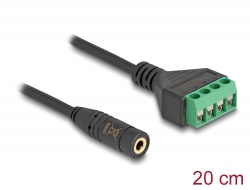 66295 Delock Cable Adaptador de clavija estéreo hembra de 3,5 mm y 4 clavijas a bloque de terminales 20 cm