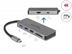 87743 Delock USB Type-C™ priključna stanica za mobilne uređaje 4K - HDMI / Hub / SD / PD 2.0