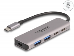64239 Delock USB 5 Gbps 2 USB Type-C™ portos és 2 A-típusú portos hub USB Type-C™ csatlakozóval