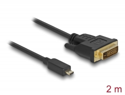 83586 Delock Przewód HDMI z męskim wtykiem Micro-D > DVI 24+1 wtyk męski, o długości 2 m